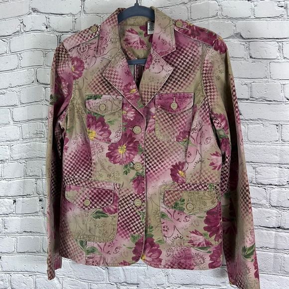 Caribbean Joe Jackets & Blazers - Vintage Caribbean Joe jacket floral pink size medium